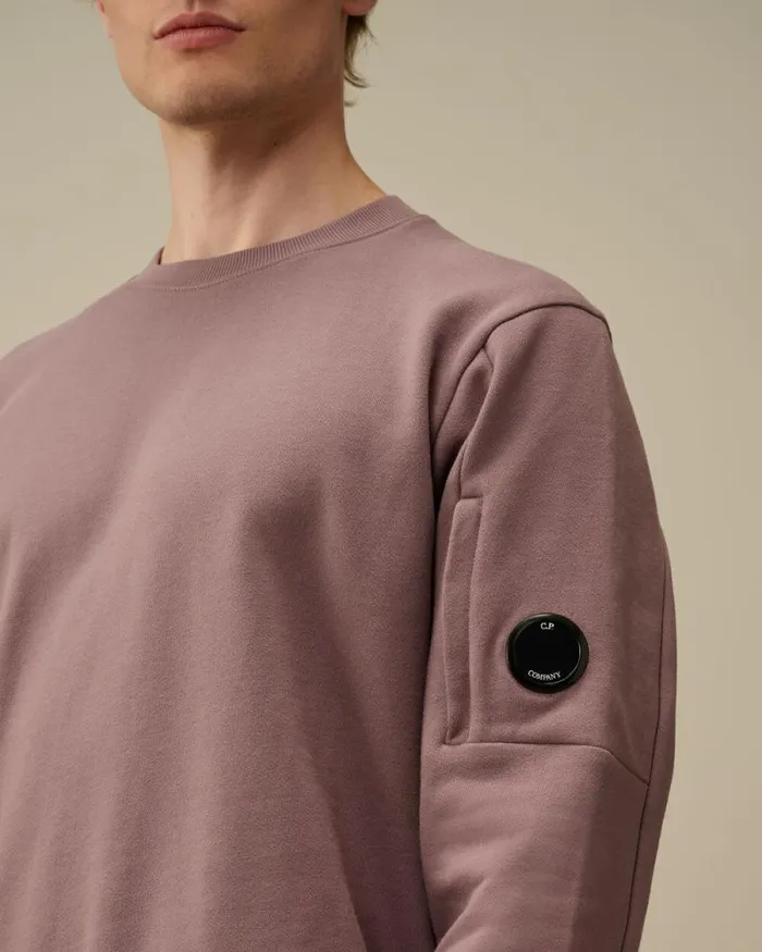 CP Company Sweatshirts Diagonal Raised Fleece Crew Neck Lens Sweatshirt Purple Dove 8211 Man