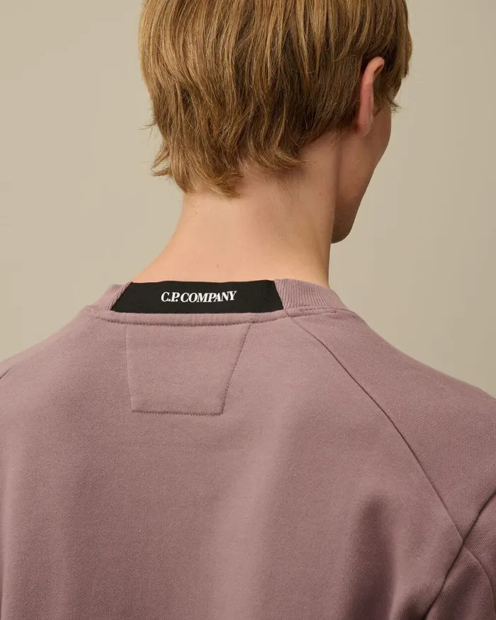 CP Company Sweatshirts Diagonal Raised Fleece Crew Neck Lens Sweatshirt Purple Dove 8211 Man