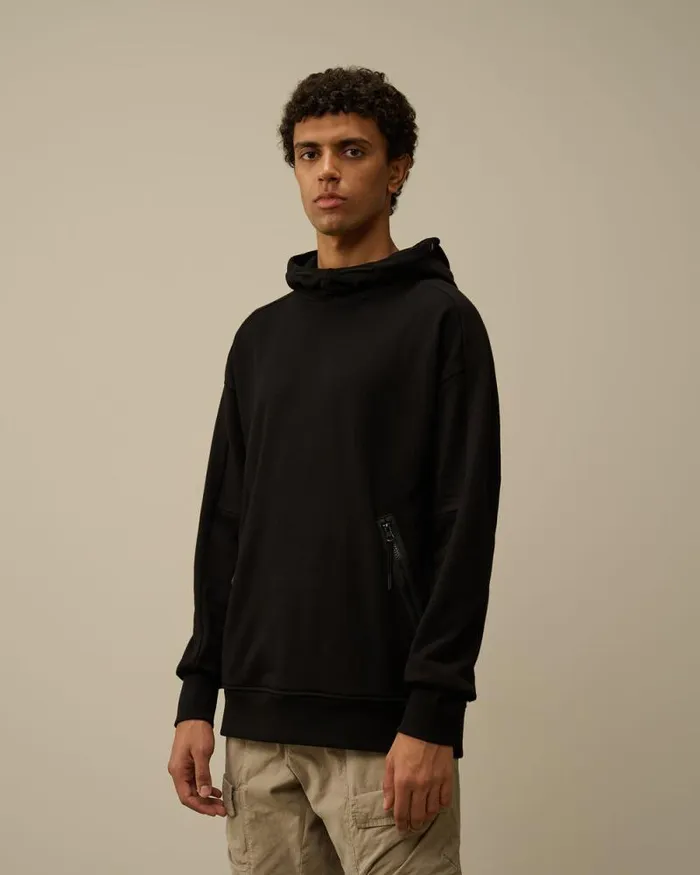 CP Company Sweatshirts Diagonal Raised Fleece Goggle Hooded Sweatshirt Black 8211 Man