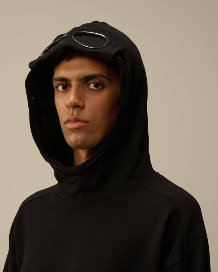 CP Company Sweatshirts Diagonal Raised Fleece Goggle Hooded Sweatshirt Black 8211 Man