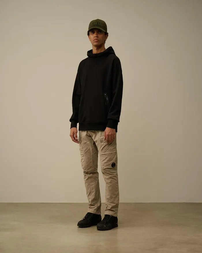 CP Company Sweatshirts Diagonal Raised Fleece Goggle Hooded Sweatshirt Black 8211 Man