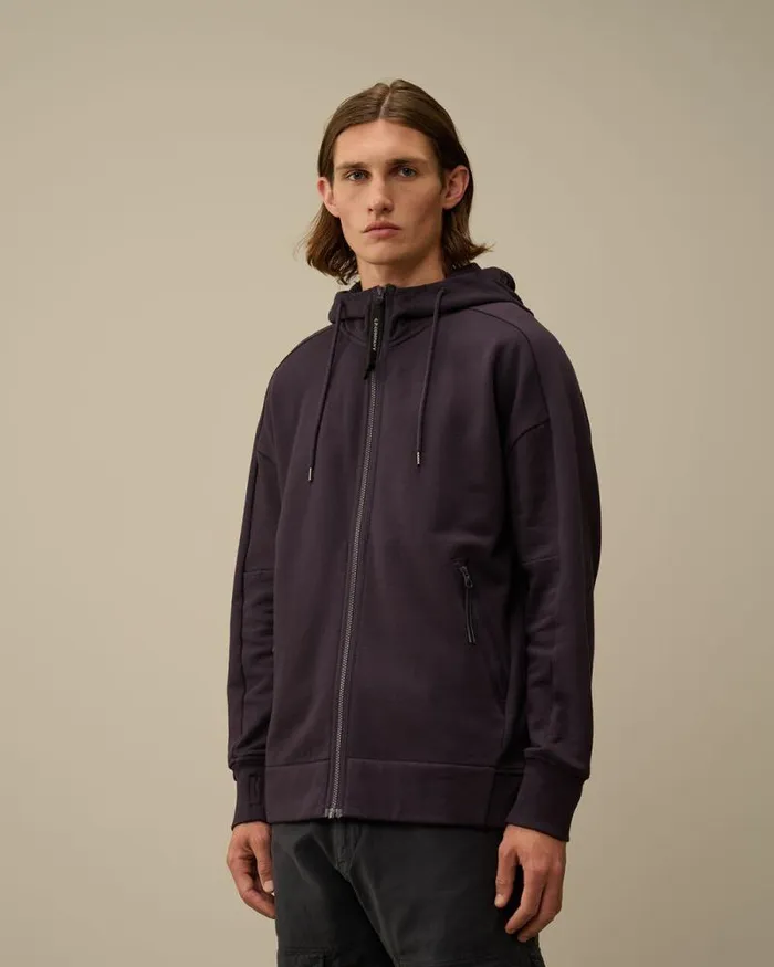 CP Company Sweatshirts Diagonal Raised Fleece Goggle Zipped Hooded Sweatshirt Nightshade Purple 8211 Man