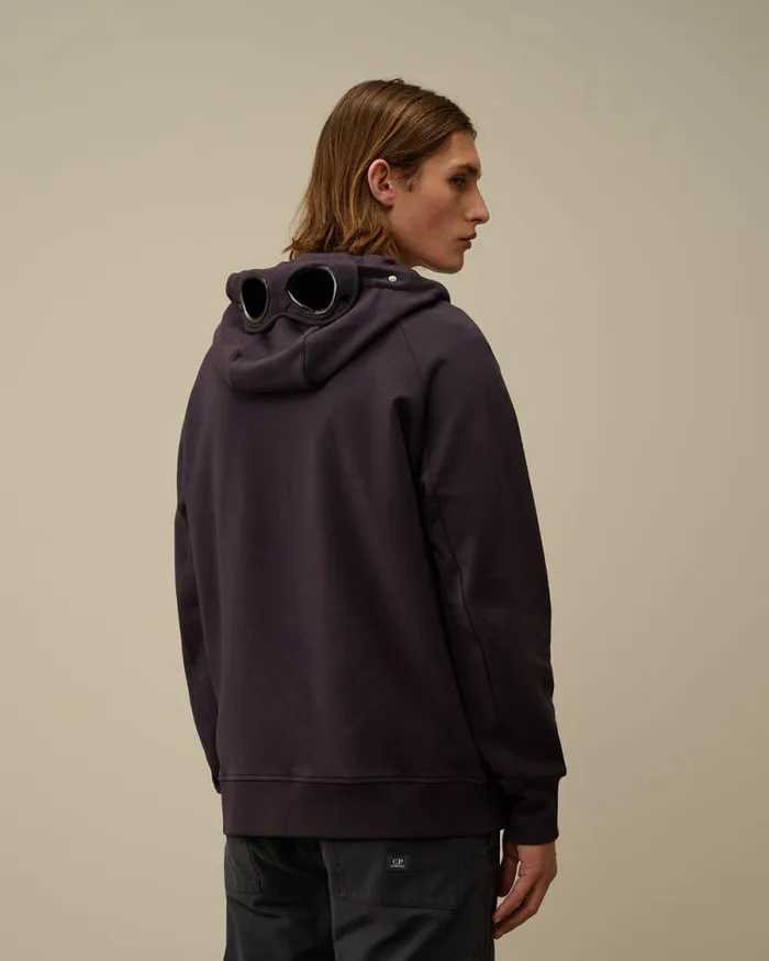 CP Company Sweatshirts Diagonal Raised Fleece Goggle Zipped Hooded Sweatshirt Nightshade Purple 8211 Man