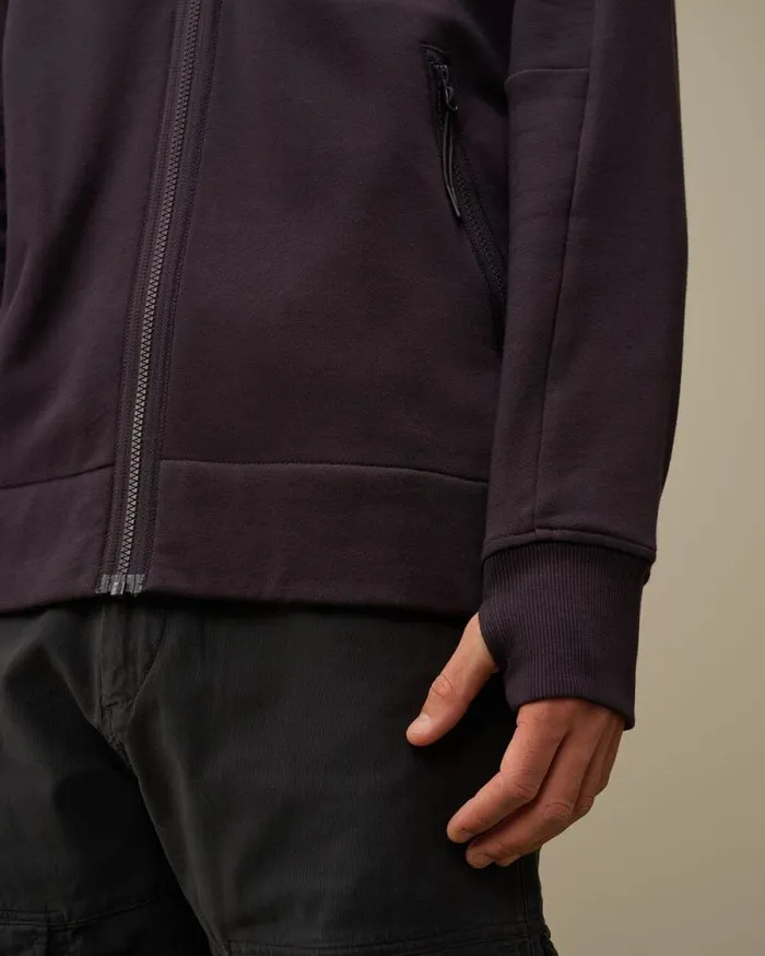 CP Company Sweatshirts Diagonal Raised Fleece Goggle Zipped Hooded Sweatshirt Nightshade Purple 8211 Man