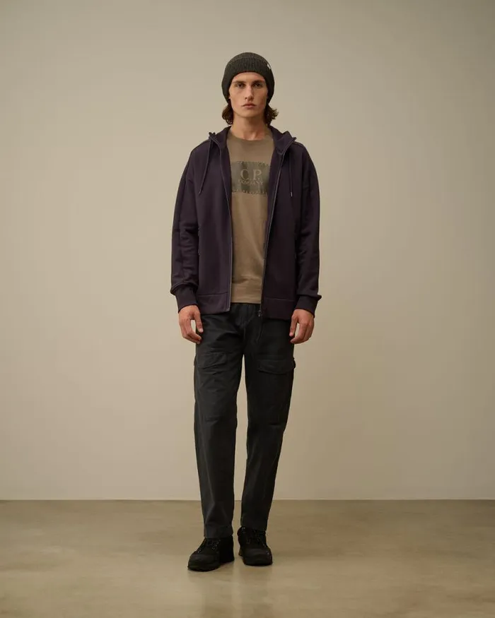 CP Company Sweatshirts Diagonal Raised Fleece Goggle Zipped Hooded Sweatshirt Nightshade Purple 8211 Man