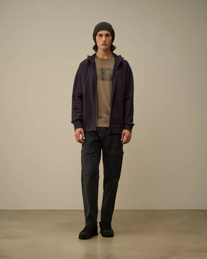 CP Company Sweatshirts Diagonal Raised Fleece Goggle Zipped Hooded Sweatshirt Nightshade Purple 8211 Man