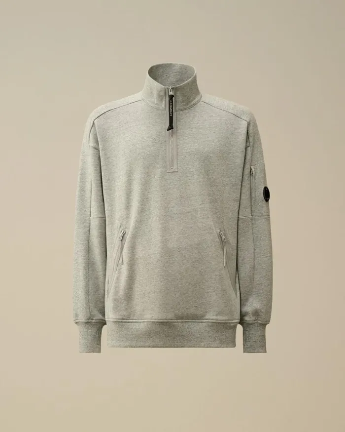 CP Company Sweatshirts Diagonal Raised Fleece Half Zipped Sweatshirt Greystone Melange 8211 Man CP Company Sweatshirts Diagonal Raised Fleece Half Zipped Sweatshirt Greystone Melange 8211 Man