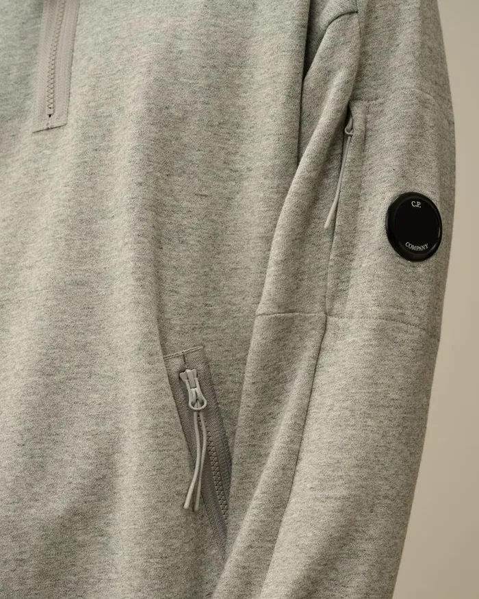 CP Company Sweatshirts Diagonal Raised Fleece Half Zipped Sweatshirt Greystone Melange 8211 Man