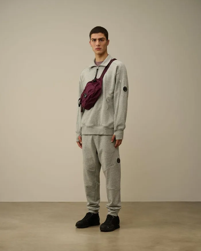CP Company Sweatshirts Diagonal Raised Fleece Half Zipped Sweatshirt Greystone Melange 8211 Man