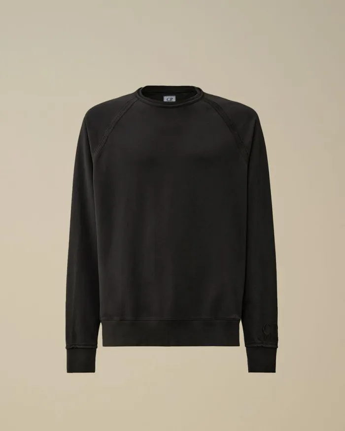 CP Company Sweatshirts Light Fleece Logo Crew Neck Sweatshirt Black 8211 Man