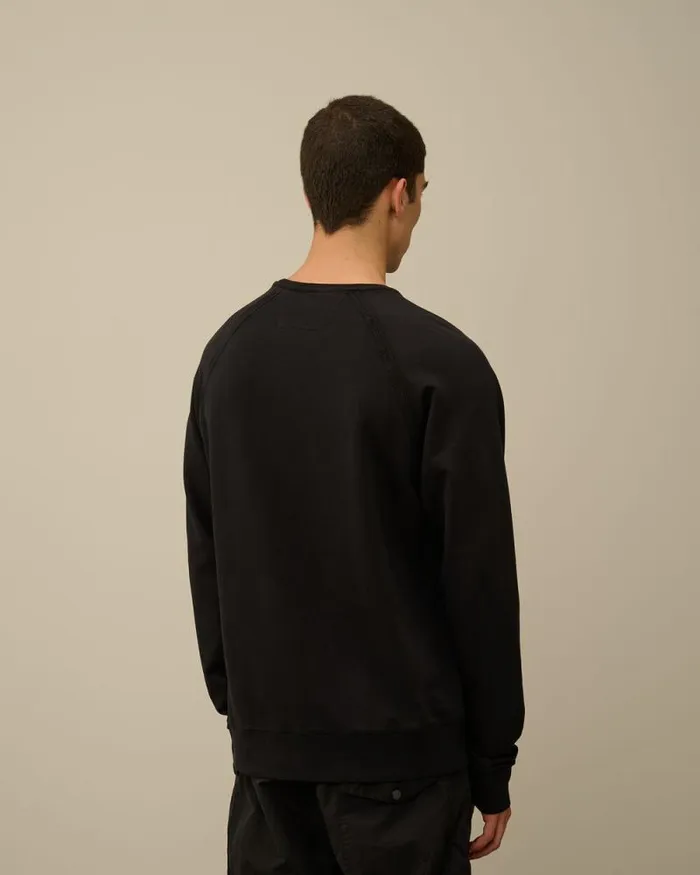 CP Company Sweatshirts Light Fleece Logo Crew Neck Sweatshirt Black 8211 Man
