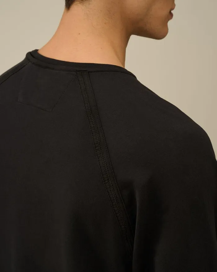 CP Company Sweatshirts Light Fleece Logo Crew Neck Sweatshirt Black 8211 Man