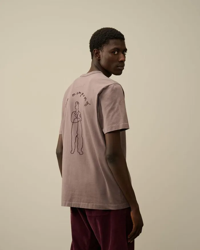 CP Company Tshirts and Polo Mercerized 302 Jersey Twisted Logo Graphic TShirt Purple Dove 8211 Man