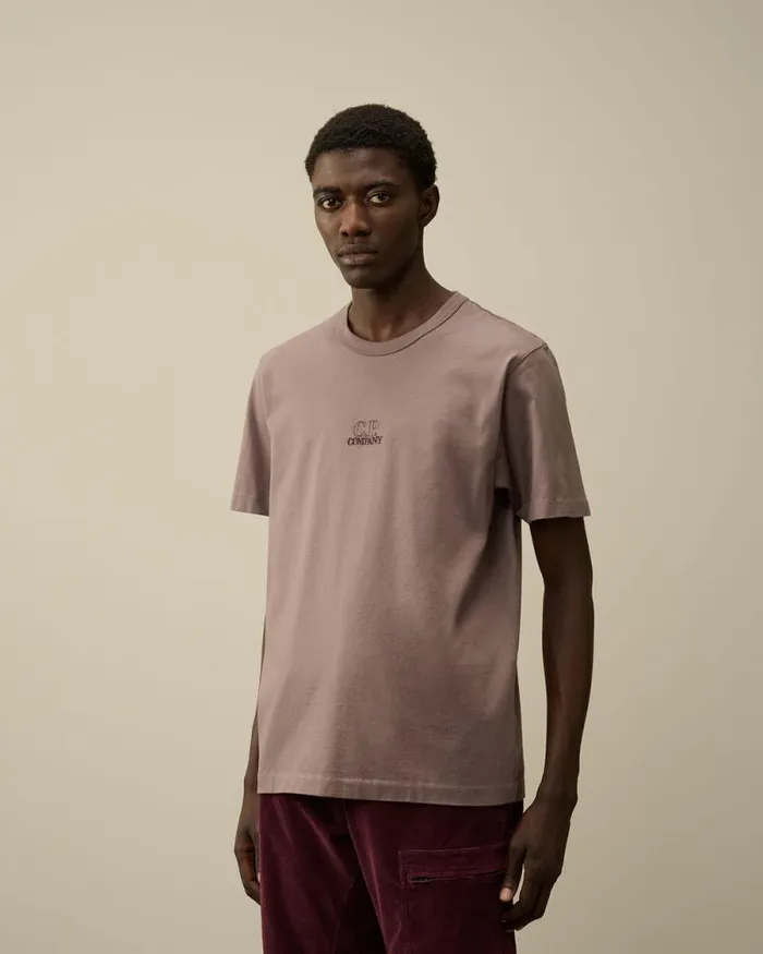 CP Company Tshirts and Polo Mercerized 302 Jersey Twisted Logo Graphic TShirt Purple Dove 8211 Man