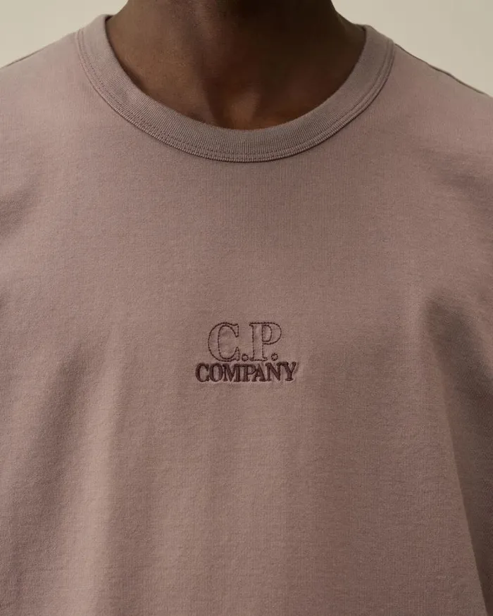 CP Company Tshirts and Polo Mercerized 302 Jersey Twisted Logo Graphic TShirt Purple Dove 8211 Man