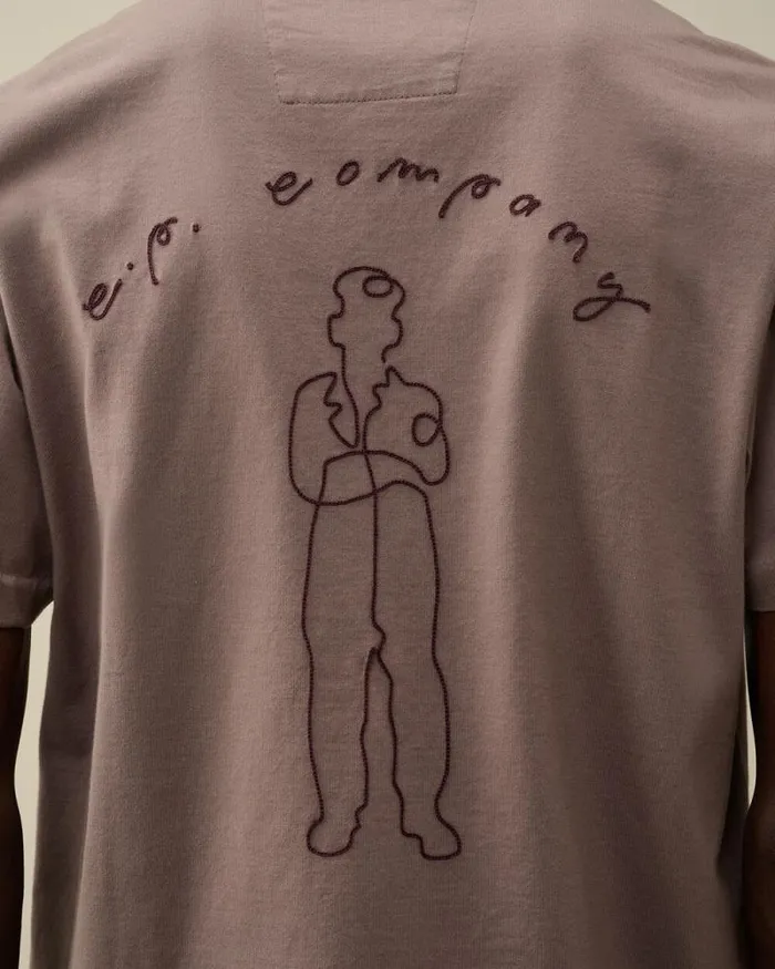 CP Company Tshirts and Polo Mercerized 302 Jersey Twisted Logo Graphic TShirt Purple Dove 8211 Man