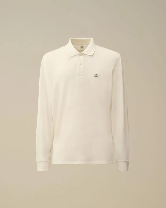 CP Company Tshirts and Polo Stretch Piquet Longsleeve Logo Polo Gauze White 8211 Man CP Company Tshirts and Polo Stretch Piquet Longsleeve Logo Polo Gauze White 8211 Man