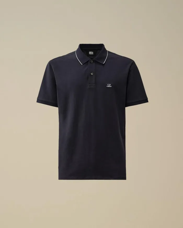 CP Company Tshirts and Polo Stretch Piquet Striped Collar Polo Total Eclipse Blue 8211 Man CP Company Tshirts and Polo Stretch Piquet Striped Collar Polo Total Eclipse Blue 8211 Man