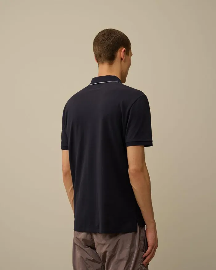 CP Company Tshirts and Polo Stretch Piquet Striped Collar Polo Total Eclipse Blue 8211 Man