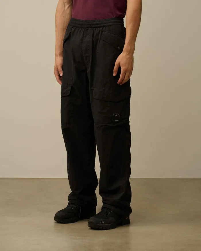 CP Company Trousers Flatt Nylon Loose Utility Pants Black 8211 Man