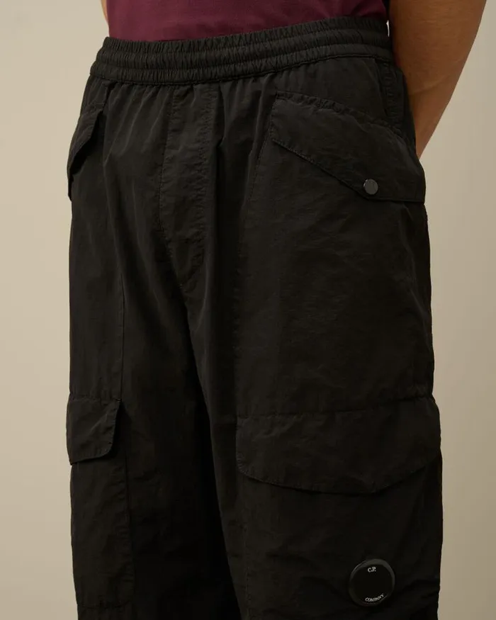 CP Company Trousers Flatt Nylon Loose Utility Pants Black 8211 Man