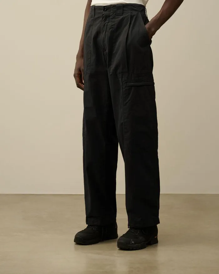 CP Company Trousers Microreps Loose Utility Pants Black Sand 8211 Man