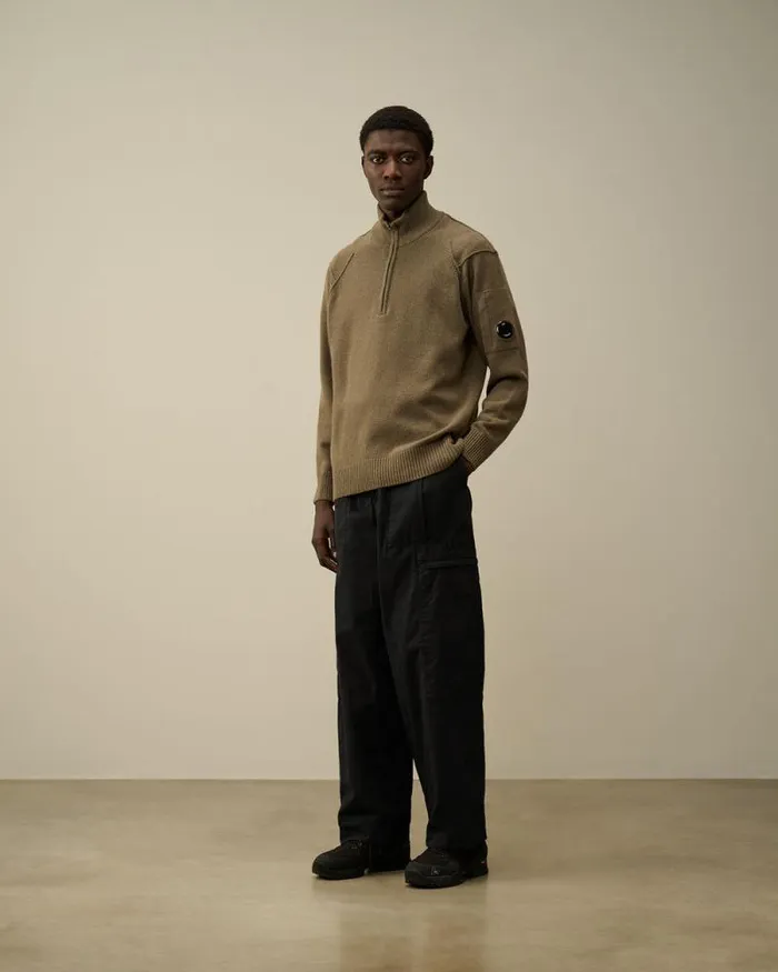CP Company Trousers Microreps Loose Utility Pants Black Sand 8211 Man