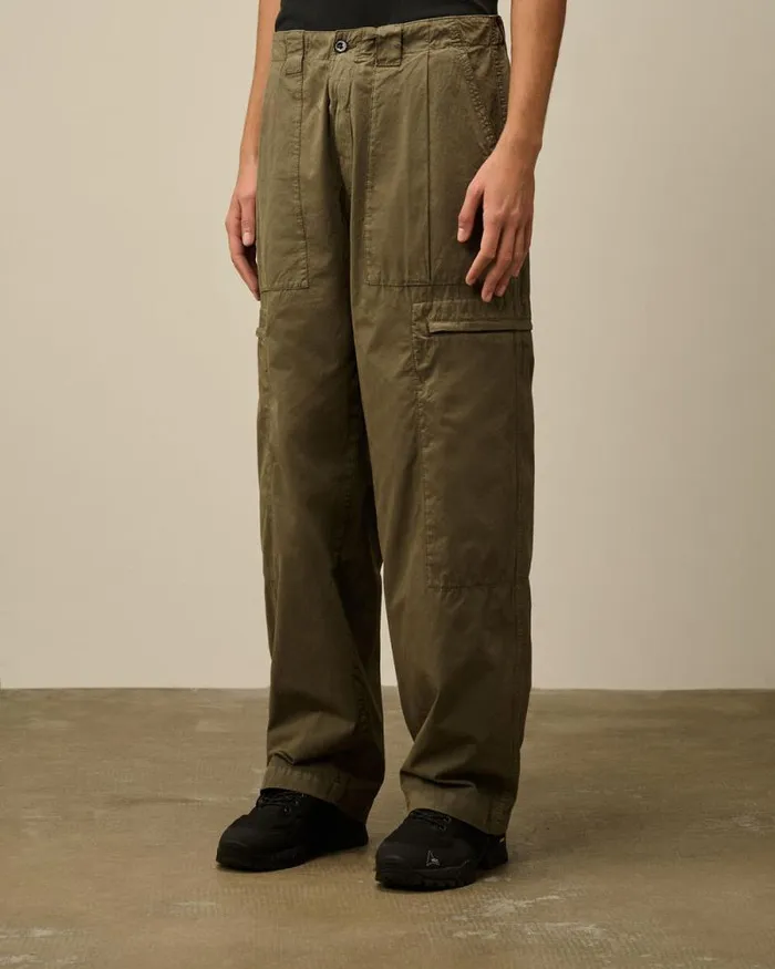 CP Company Trousers Microreps Loose Utility Pants Grape Leaf Green 8211 Man