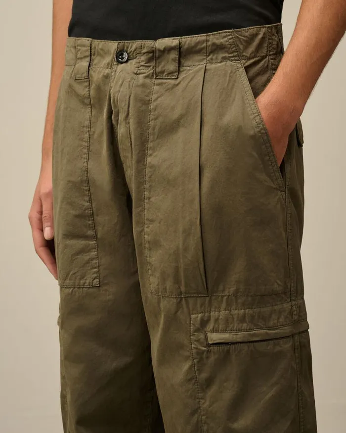 CP Company Trousers Microreps Loose Utility Pants Grape Leaf Green 8211 Man