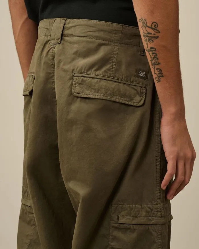 CP Company Trousers Microreps Loose Utility Pants Grape Leaf Green 8211 Man