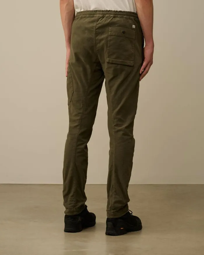 CP Company Trousers Moleskin Stretch Regular Cargo Pants Grape Leaf Green 8211 Man