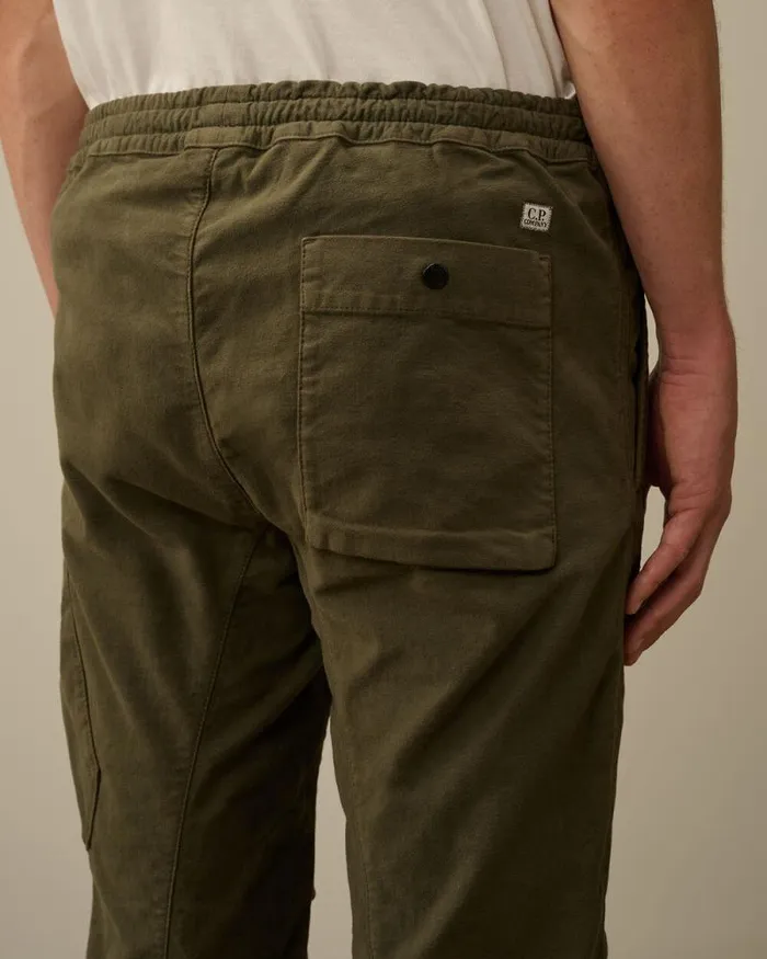 CP Company Trousers Moleskin Stretch Regular Cargo Pants Grape Leaf Green 8211 Man