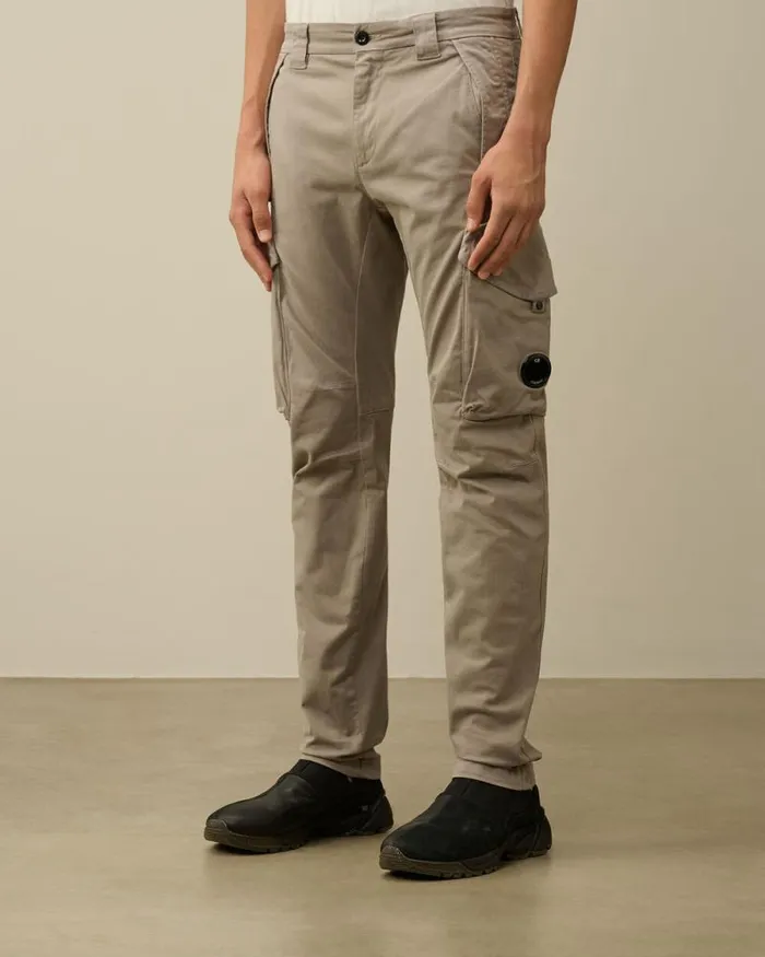 CP Company Trousers Stretch Sateen Ergonomic Lens Cargo Pants Vintage Khaki Beige 8211 Man