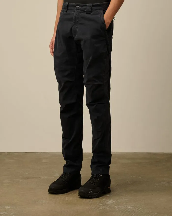 CP Company Trousers Stretch Sateen Ergonomic Pants Total Eclipse Blue 8211 Man