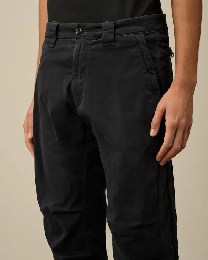 CP Company Trousers Stretch Sateen Ergonomic Pants Total Eclipse Blue 8211 Man