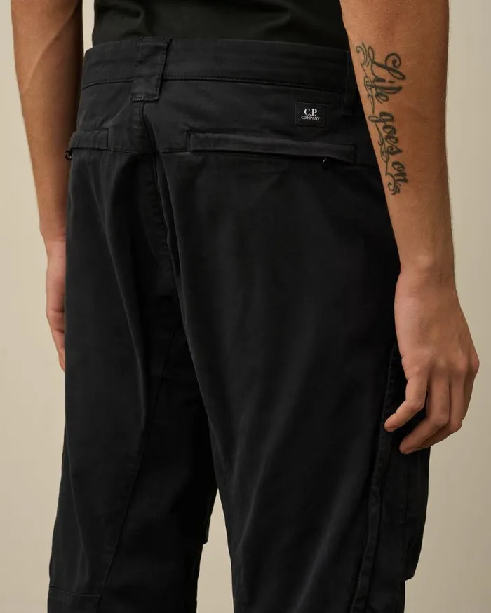 CP Company Trousers Stretch Sateen Ergonomic Pants Total Eclipse Blue 8211 Man