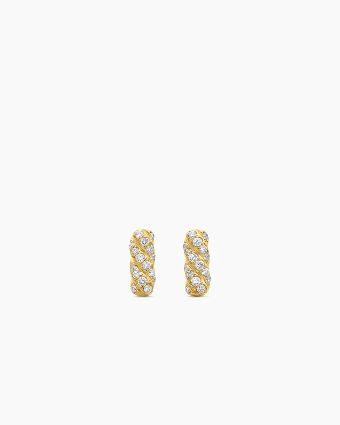 Cable Collectibles Bar Stud Earrings In 18K Yellow Gold With Diamonds 9mm Women David Yurman Stud Cable Collectibles Bar Stud Earrings In 18K Yellow Gold With Diamonds 9mm Women David Yurman Stud