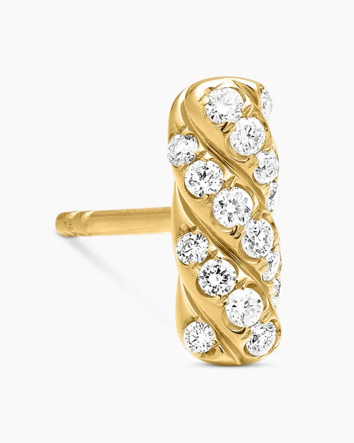 Cable Collectibles Bar Stud Earrings In 18K Yellow Gold With Diamonds 9mm Women David Yurman Stud