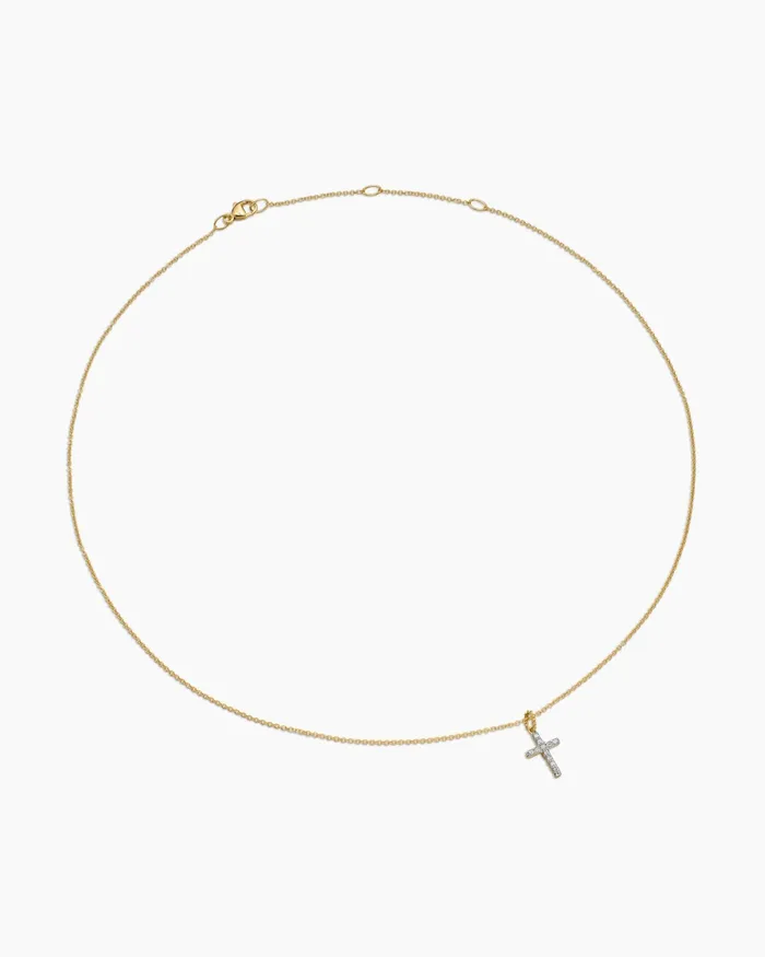 Cable Collectibles Cross Necklace In 18K Yellow Gold With Diamonds 17mm Women David Yurman Pendant Cable Collectibles Cross Necklace In 18K Yellow Gold With Diamonds 17mm Women David Yurman Pendant