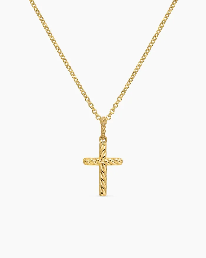 Cable Collectibles Cross Necklace In 18K Yellow Gold With Diamonds 17mm Women David Yurman Pendant Cable Collectibles Cross Necklace In 18K Yellow Gold With Diamonds 17mm Women David Yurman Pendant