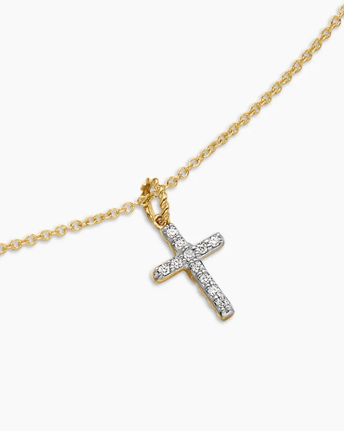Cable Collectibles Cross Necklace In 18K Yellow Gold With Diamonds 17mm Women David Yurman Pendant Cable Collectibles Cross Necklace In 18K Yellow Gold With Diamonds 17mm Women David Yurman Pendant