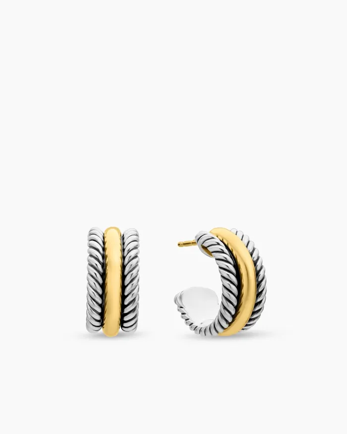Cable Collectibles Huggie Hoop Earrings In Sterling Silver With 14K Yellow Gold 156mm Women David Yurman Hoop Cable Collectibles Huggie Hoop Earrings In Sterling Silver With 14K Yellow Gold 156mm Women David Yurman Hoop