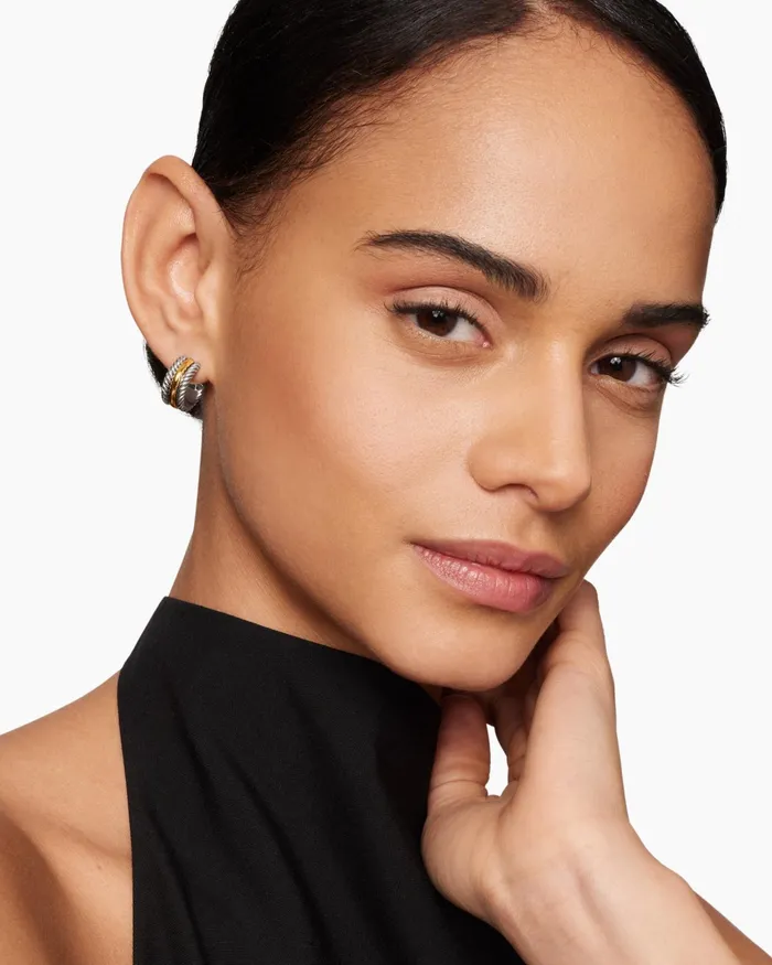 Cable Collectibles Huggie Hoop Earrings In Sterling Silver With 14K Yellow Gold 156mm Women David Yurman Hoop Cable Collectibles Huggie Hoop Earrings In Sterling Silver With 14K Yellow Gold 156mm Women David Yurman Hoop