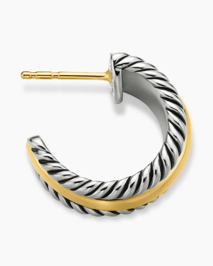 Cable Collectibles Huggie Hoop Earrings In Sterling Silver With 14K Yellow Gold 156mm Women David Yurman Hoop Cable Collectibles Huggie Hoop Earrings In Sterling Silver With 14K Yellow Gold 156mm Women David Yurman Hoop