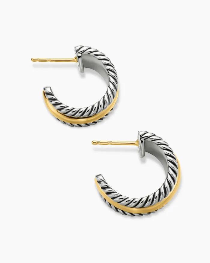 Cable Collectibles Huggie Hoop Earrings In Sterling Silver With 14K Yellow Gold 156mm Women David Yurman Hoop Cable Collectibles Huggie Hoop Earrings In Sterling Silver With 14K Yellow Gold 156mm Women David Yurman Hoop