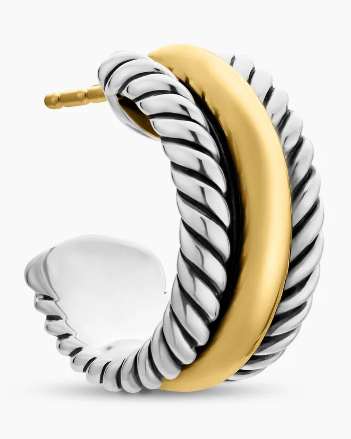 Cable Collectibles Huggie Hoop Earrings In Sterling Silver With 14K Yellow Gold 156mm Women David Yurman Hoop Cable Collectibles Huggie Hoop Earrings In Sterling Silver With 14K Yellow Gold 156mm Women David Yurman Hoop