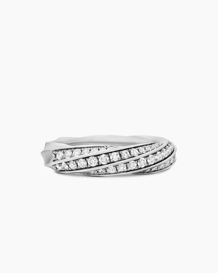 Cable Edge Band Ring In Sterling Silver With Diamonds 5mm Women David Yurman Band Cable Edge Band Ring In Sterling Silver With Diamonds 5mm Women David Yurman Band