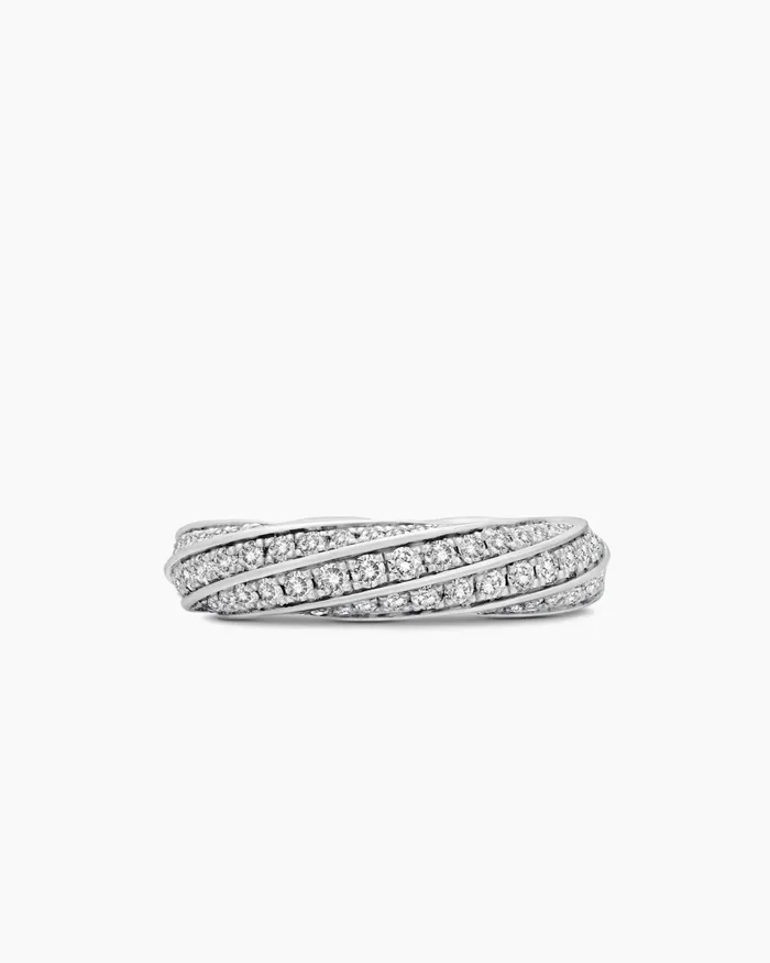 Cable Edge Band Ring In Sterling Silver With Diamonds 5mm Women David Yurman Band Cable Edge Band Ring In Sterling Silver With Diamonds 5mm Women David Yurman Band