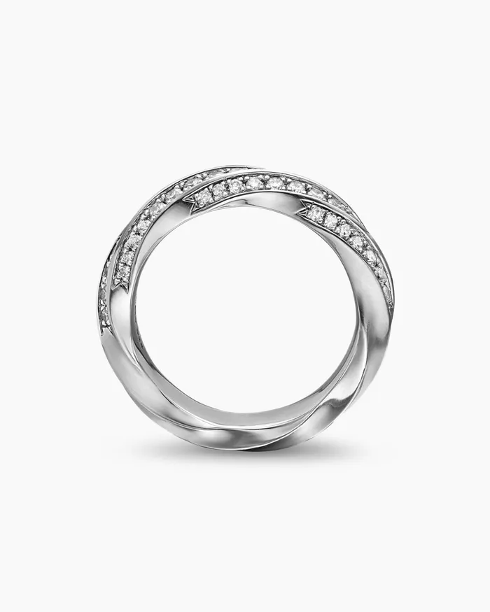 Cable Edge Band Ring In Sterling Silver With Diamonds 5mm Women David Yurman Band Cable Edge Band Ring In Sterling Silver With Diamonds 5mm Women David Yurman Band