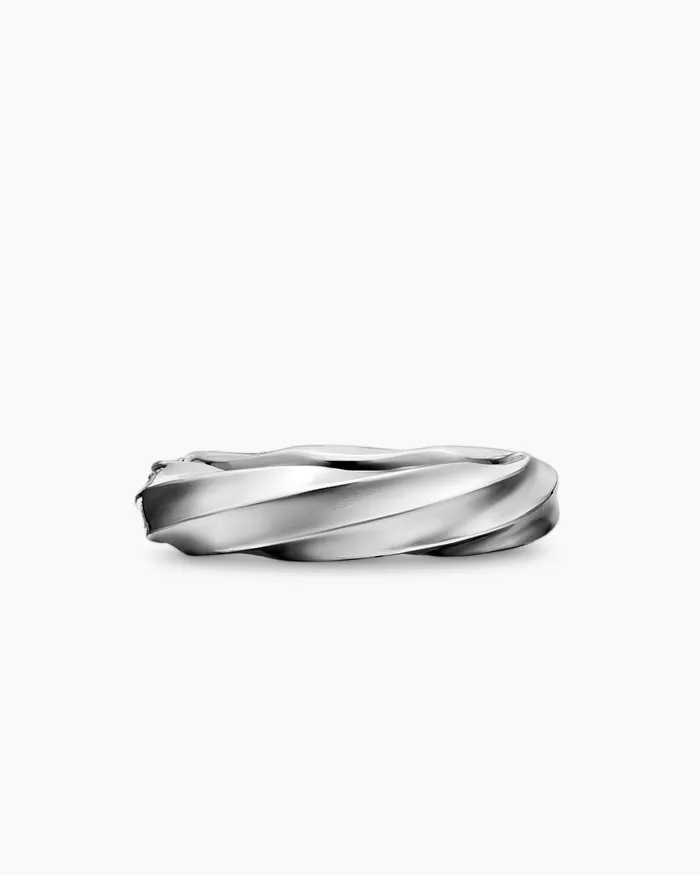 Cable Edge Band Ring In Sterling Silver With Diamonds 5mm Women David Yurman Band Cable Edge Band Ring In Sterling Silver With Diamonds 5mm Women David Yurman Band
